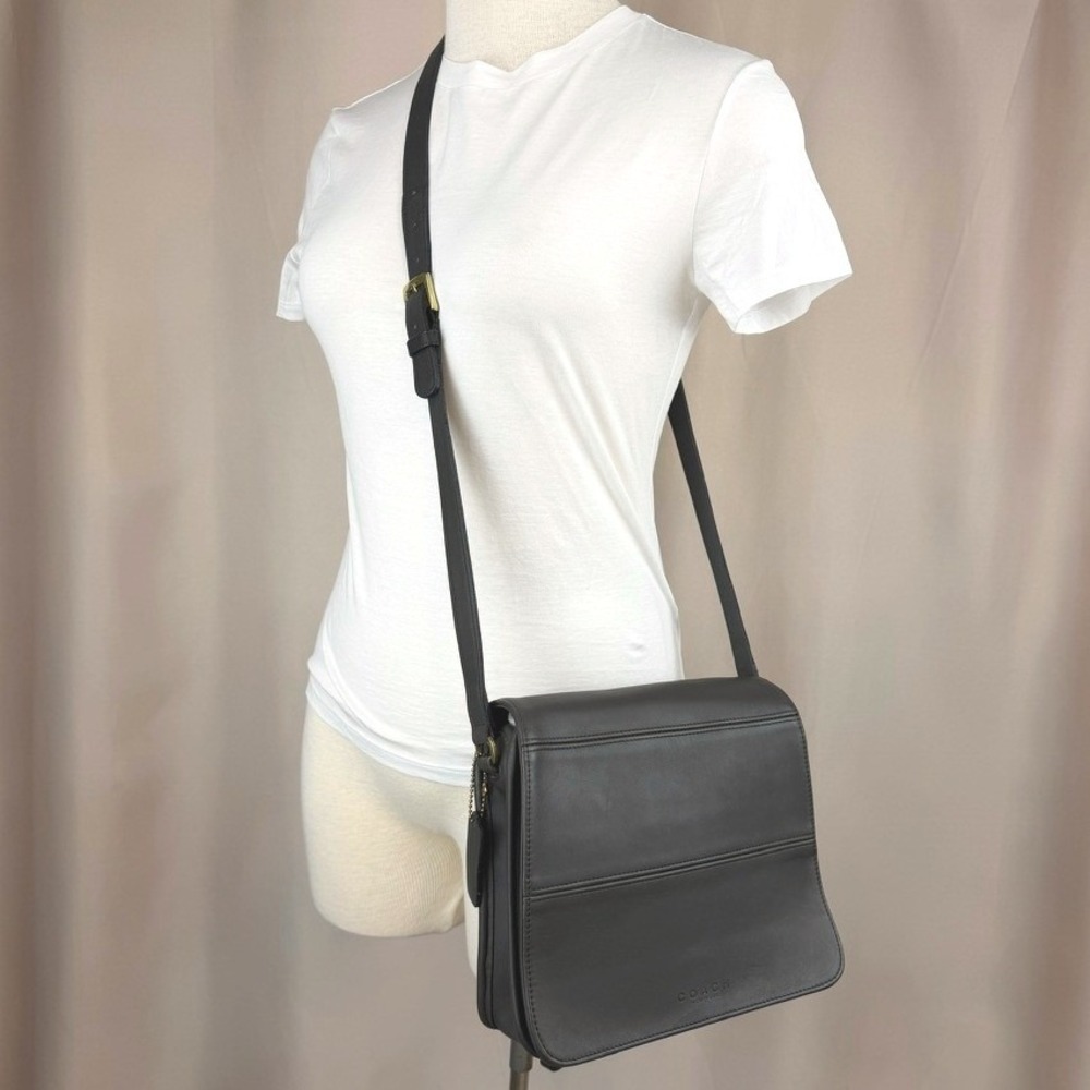 Y2K COACH Tribeca Flap Gray Leather Crossbody Shoulder Purse 9092‎ USA 90s Bag - Picture 2 of 10